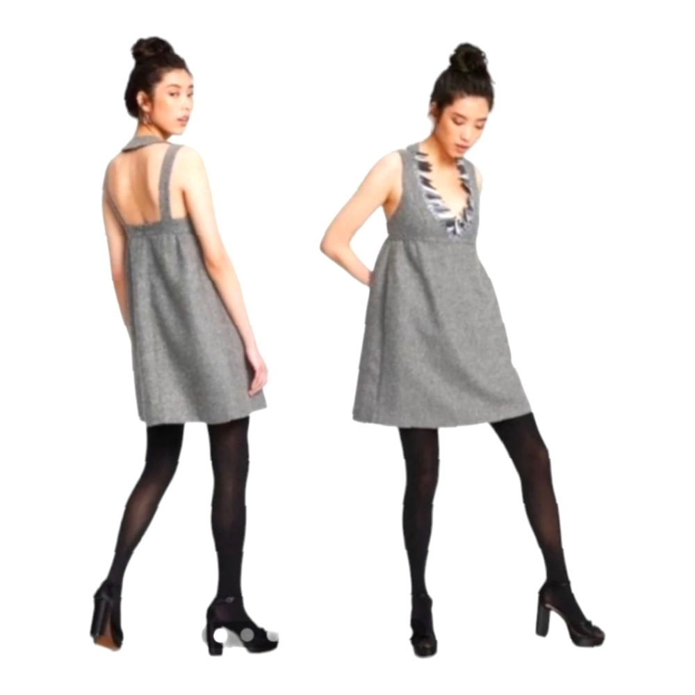 Anna Sui 20th Anniversary Gray with Sequins Mini Dress Size Small EUC